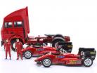 Set transportador de carreras con Ferrari 126C4 #27, #28 Mónaco GP fórmula 1 1984 1:43 Brumm
