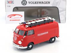 Volkswagen VW Type 2 T1 bus brandweer rood 1:24 MotorMax
