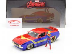 Ford Mustang Mach 1 1973 Avec Avengers Figure Captain Marvel 1:24 Jada Toys