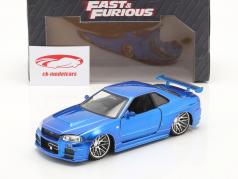 Brian´s Nissan Skyline GT-R (R34) Fast e Furious azul 1:24 Jada Toys