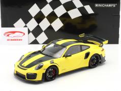 Porsche 911 (991 II) GT2 RS Weissach 包裹 2018 黄色 / 黑色的 轮辋 1:18 Minichamps