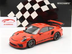 Porsche 911 (991 II) GT3 RS 2019 lava laranja / prata aros 1:18 Minichamps