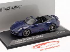 Porsche 911 (992) Turbo S convertible 2020 bleu gentiane métallique 1:43 Minichamps