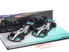 2-Car Set Hamilton #44 & Russell #63 Bahrain GP Formula 1 2022 1:43 Minichamps