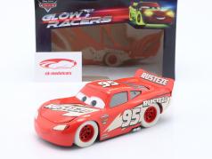 Lightning McQueen Glow Racers #95 Disney Filme Cars vermelho / branco 1:24 Jada Toys