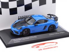 Porsche 718 (982) Cayman GT4 RS 2021 azul / preto aros 1:43 Minichamps