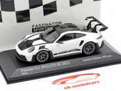 Porsche 911 (992) GT3 RS 2023 wit / zilver velgen & decor 1:43 Minichamps