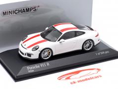 Porsche 911 (991) R Baujahr 2016 weiß / rot 1:43 Minichamps