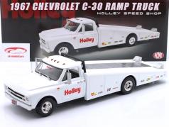 Chevrolet C30 Ramp Truck "Holley Speed Shop" Année de construction 1967 blanc 1:18 GMP