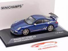 Porsche 911 (997 II) GT3 RS 3.8 Byggeår 2009 blå metallisk med indretning 1:43 Minichamps