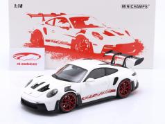 Porsche 911 (992) GT3 RS 建设年份 2022 白色的 / 红色的 轮辋 1:18 Minichamps