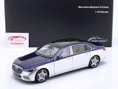 Mercedes-Benz Maybach S-Klasse (Z223) 2021 蓝色的 / 银 1:18 Almost Real