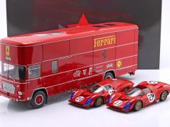 3-Car Set: OM Fiat 150 Rolfo Renntransporter mit 2x Ferrari 330 P3 1:18 CMR / WERK83