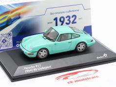 Porsche 911 (964) RS Clubsport 建設年 1994 ミントグリーン 1:43 Solido