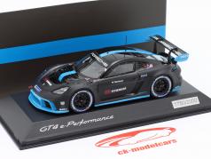 Porsche 718 Cayman GT4 e-Performance 2022 zwart / blauw 1:43 Spark