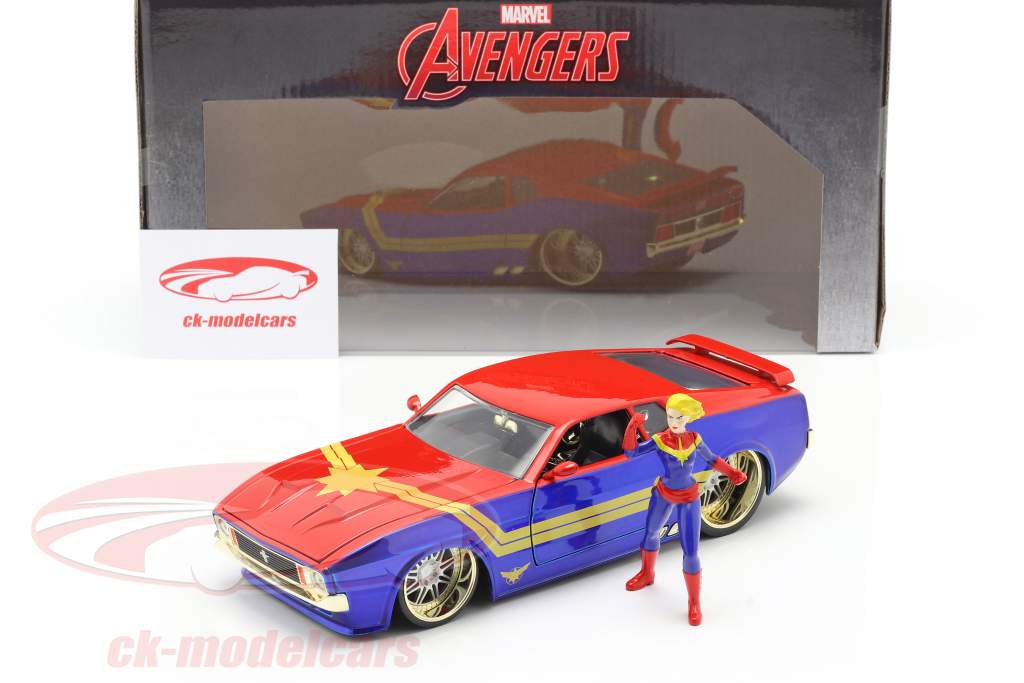 Ford Mustang Mach 1 1973 Com Avengers Figura Captain Marvel 1:24 Jada Toys