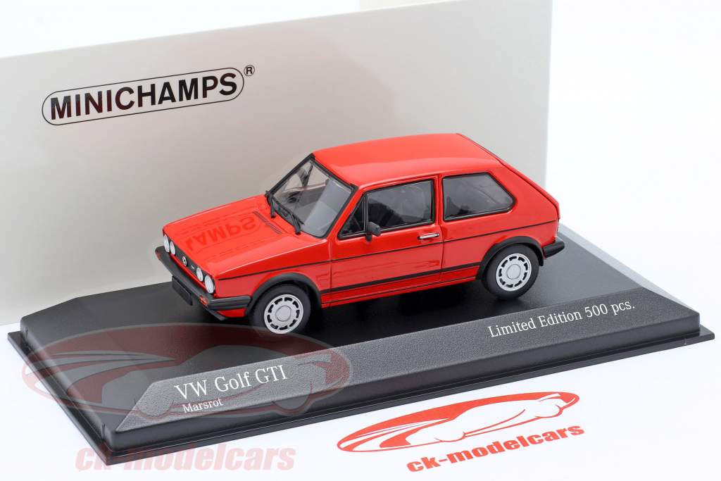 leider zoogdier tand Minichamps 1:43 Volkswagen VW Golf 1 GTi year 1983 red 943055173 model car  943055173 4012138174115