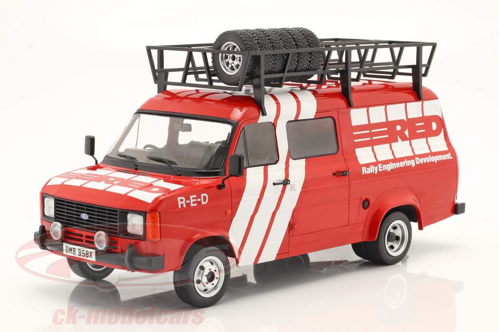 Ford Transit MK II R.E.D Rallye Assistance bouwjaar 1985 rood / wit 1:18 Ixo