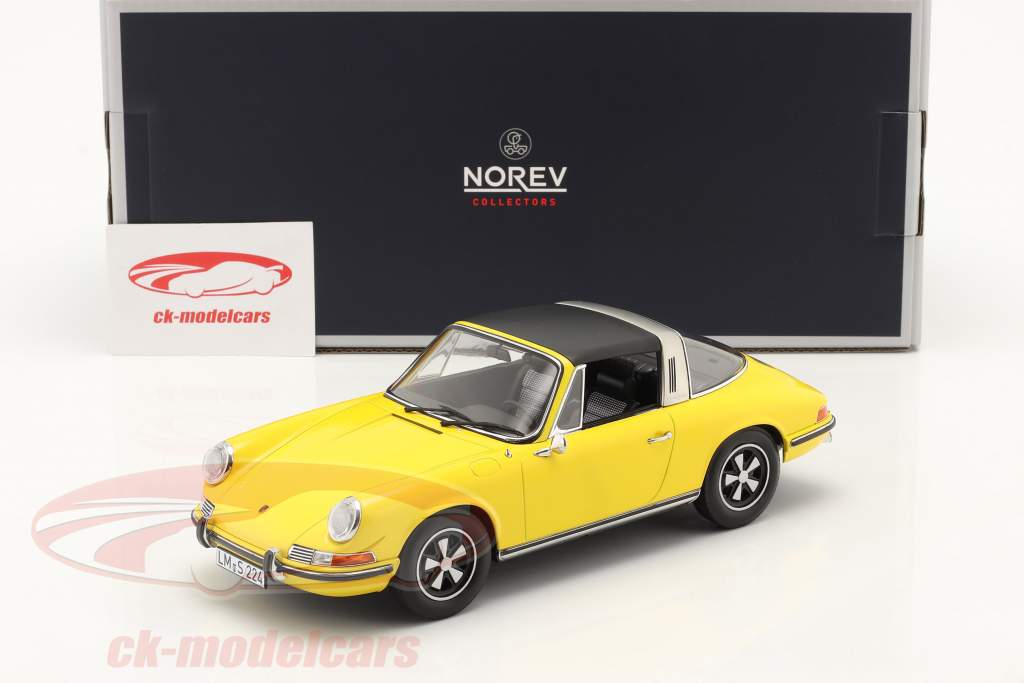 Porsche 911 E Targa Byggeår 1969 gul 1:18 Norev
