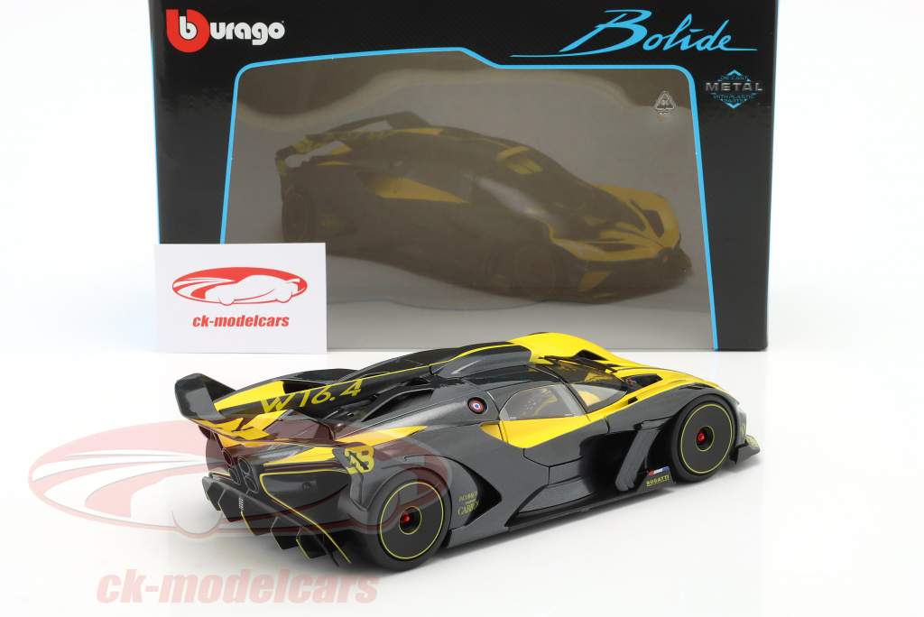 Bburago 1:18 Bugatti Bolide W16.4 year 2020 yellow / carbon 18-11047 model  car 18-11047 8719247768797 4893993014330