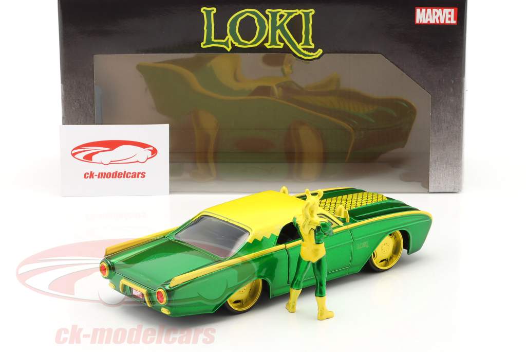 Jadatoys 1:24 Ford Thunderbird 1963 With Marvel figure Loki green
