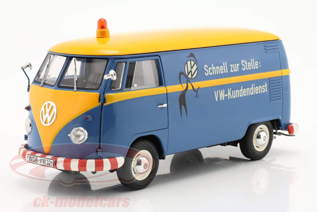Volkswagen VW T1b furgão Atendimento ao cliente VW azul / amarelo 1:18 Schuco