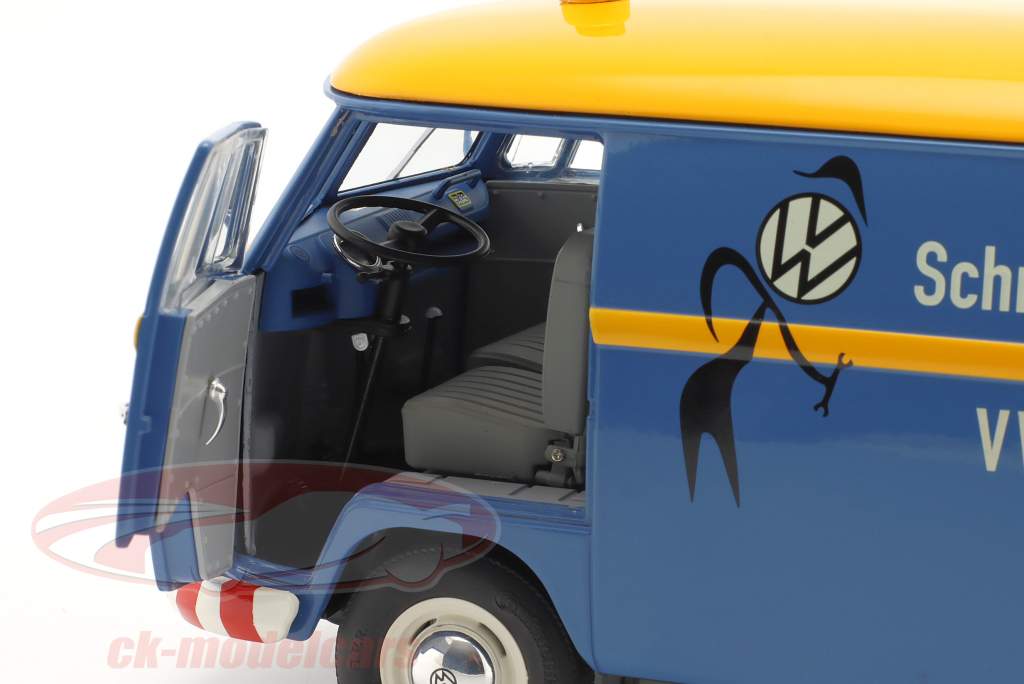 Volkswagen VW T1b パネルバン VWカスタマーサービス 青い / 黄色 1:18 Schuco