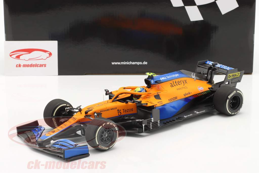 Minichamps 530213304 1:18 Mclaren F1 Team MCL35M-Lando Norris-2nd Place  Italian GP 2021 Collectible Miniature Car, Multicoloured