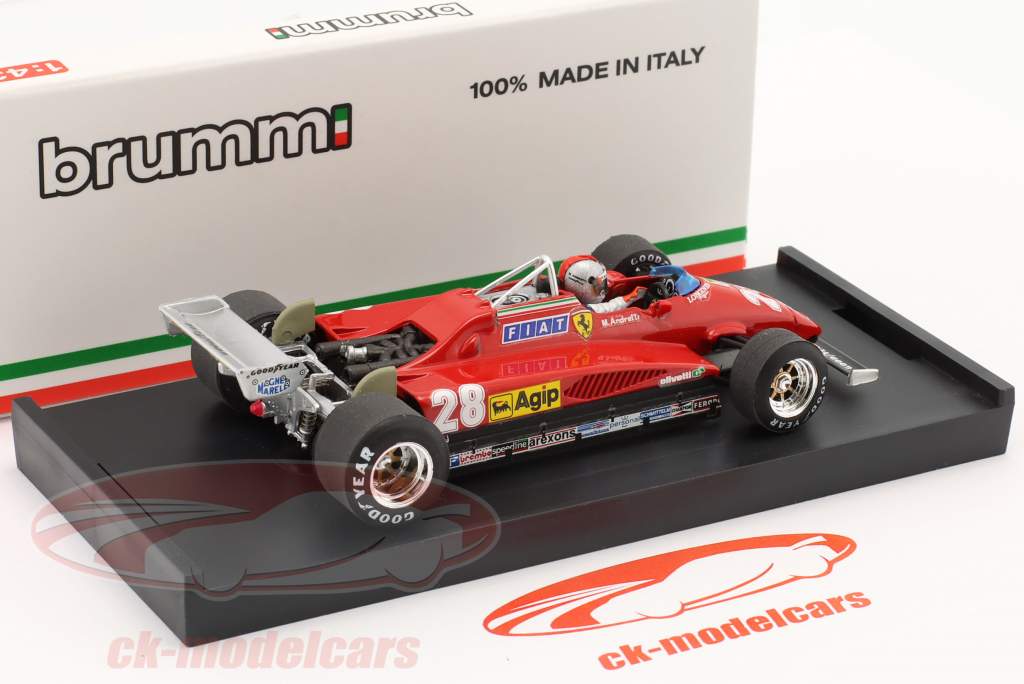 Mario Andretti Ferrari 126C2 #28 3º italiano GP Fórmula 1 1982 1:43 Brumm