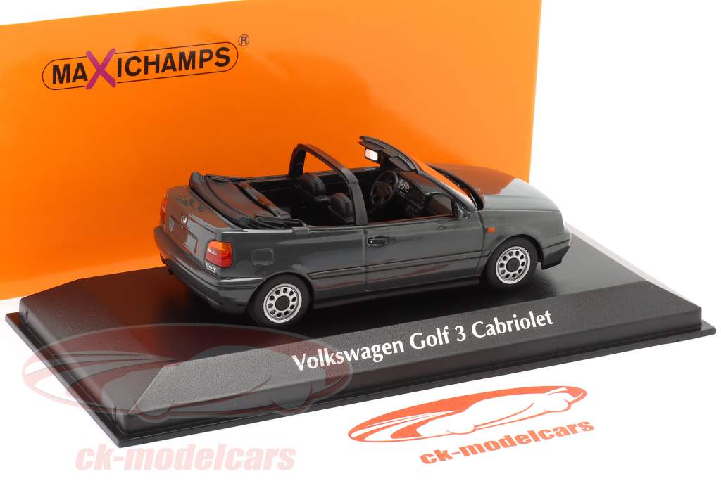 Volkswagen VW Golf III conversível ano de construção 1997 Cinza metálico 1:43 Minichamps