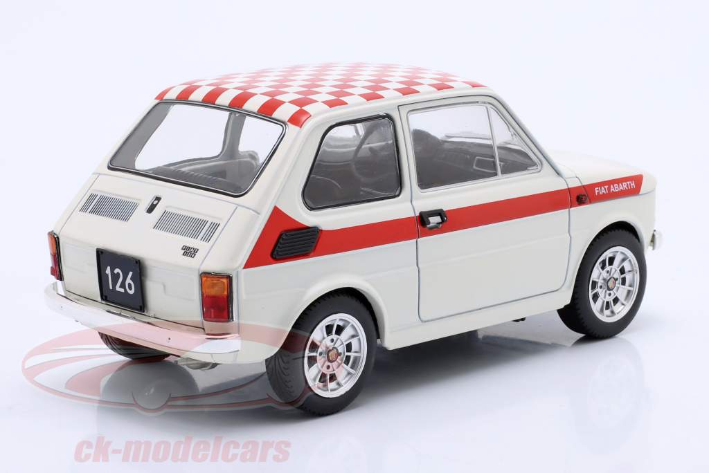 Fiat 126 Abarth-Look Année de construction 1972 blanc / rouge 1:18 Model Car Group