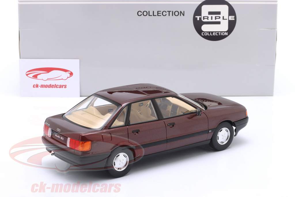 Audi 80 (B3) Année de construction 1989 rouge foncé métallique 1:18 Triple9
