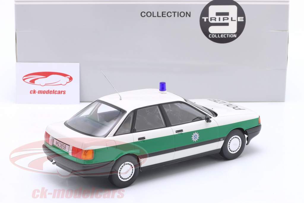 Audi 80 (B3) police Année de construction 1989 blanc / vert 1:18 Triple9