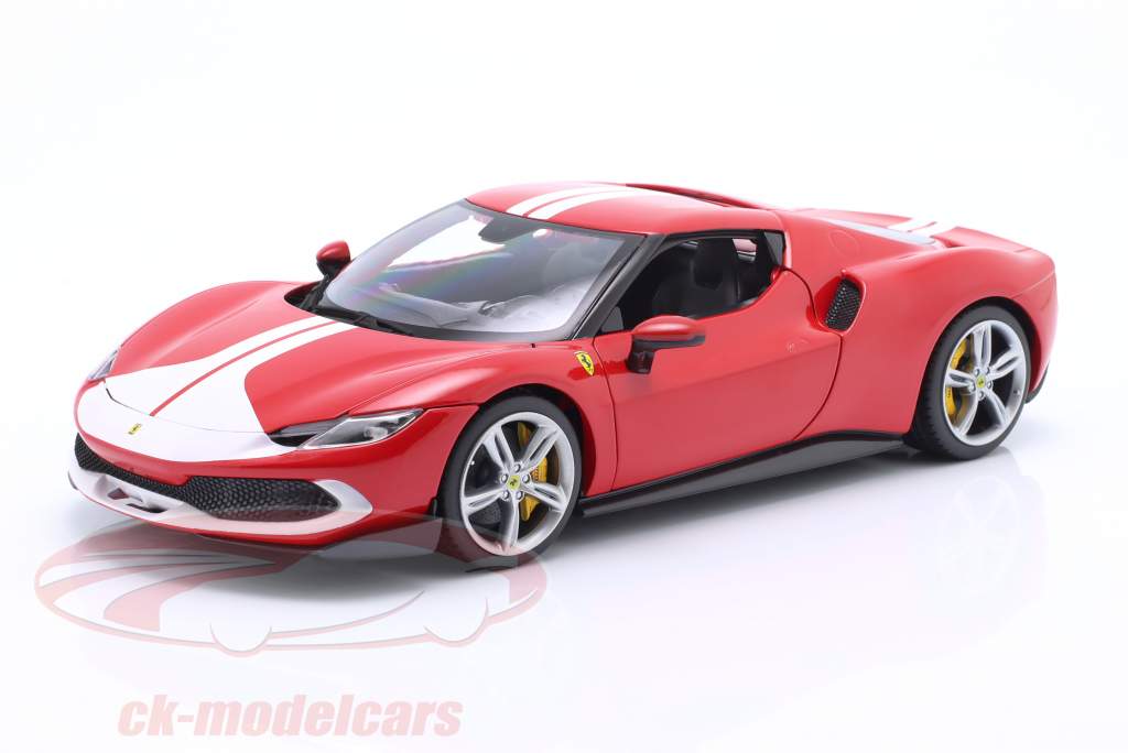 Ferrari 296 GTB Assetto Fiorano ano de construção 2022 vermelho / branco 1:18 Bburago