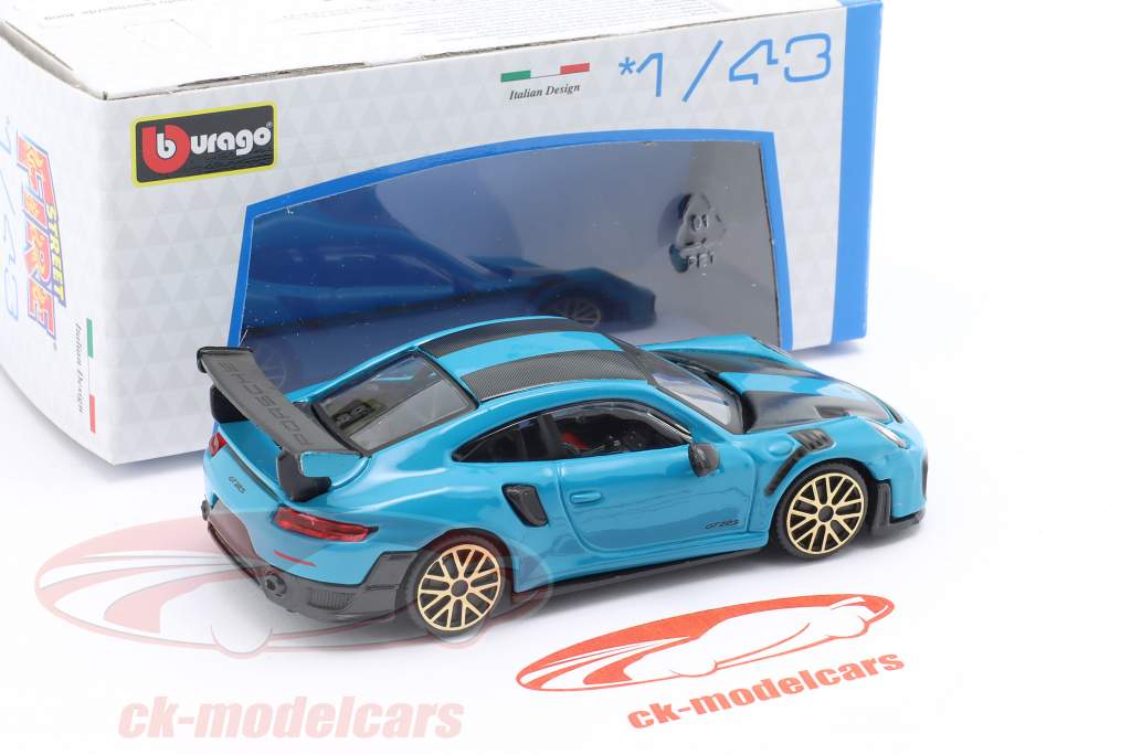 Porsche 911 GT2 RS Ano de construção 2018 azul / preto 1:43 Bburago