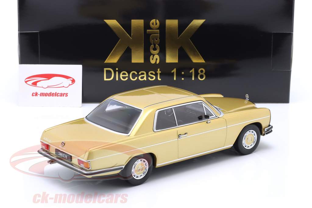 Mercedes-Benz 280C/8 W114 Coupe Ano de construção 1969 ouro metálico 1:18 KK-Scale