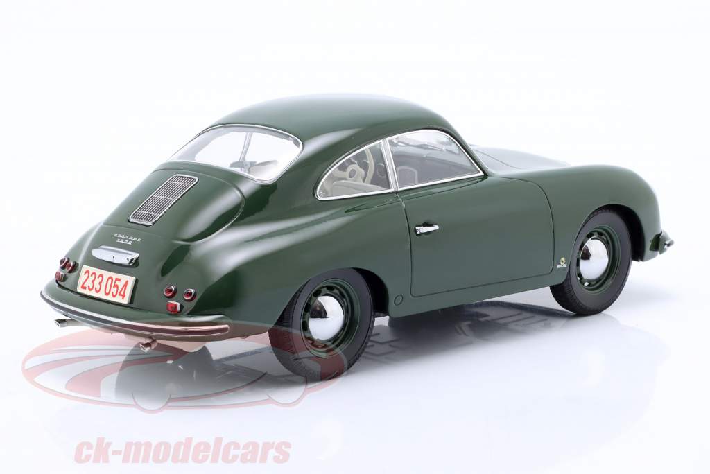 Porsche 356 Coupe Byggeår 1954 mørkegrøn 1:18 Norev