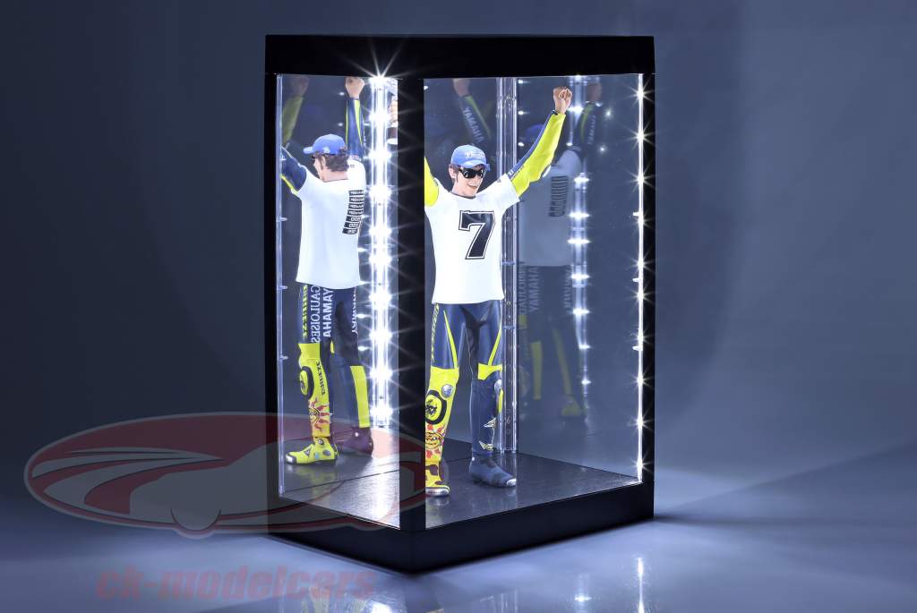 Vitrine unique avec Éclairage LED et Miroir pour personnages échelle 1:6 noir Triple9