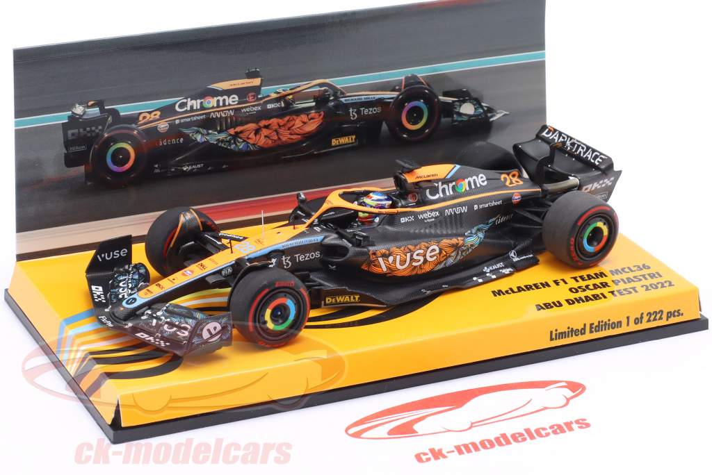 Oscar Piastri McLaren MCL36 #28 Abu Dhabi Test formule 1 2022 1:43 Minichamps