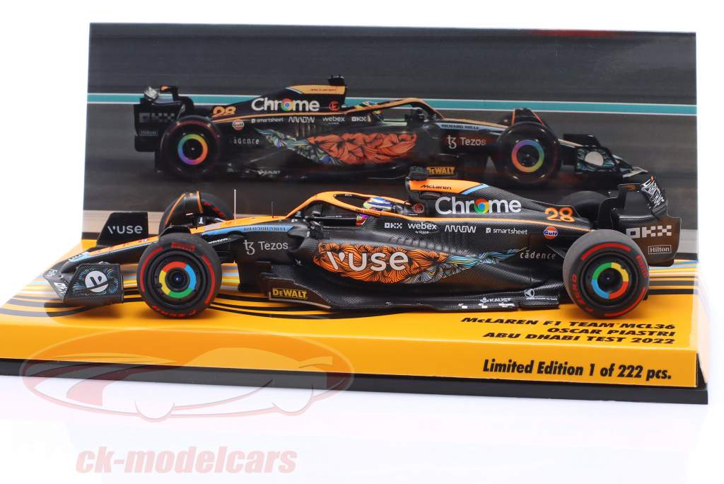 Oscar Piastri McLaren MCL36 #28 Abu Dhabi Test формула 1 2022 1:43 Minichamps