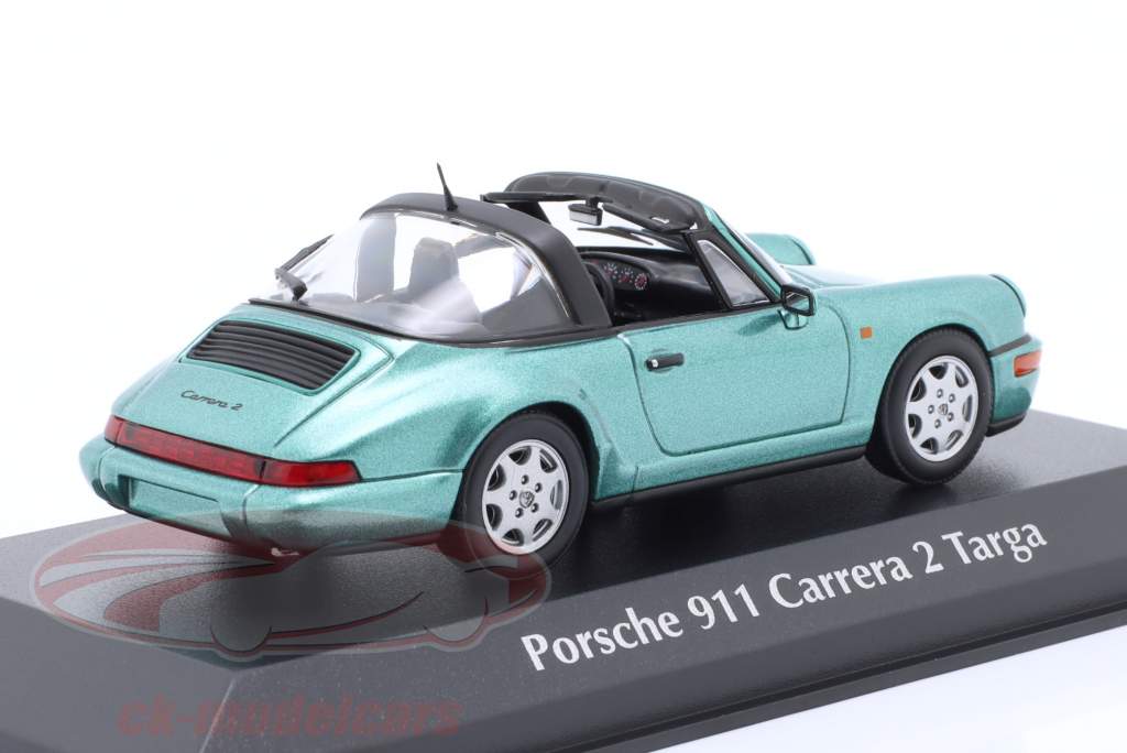 Porsche 911 (964) Carrera 2 Targa Ano de construção 1991 verde metálico 1:43 Minichamps