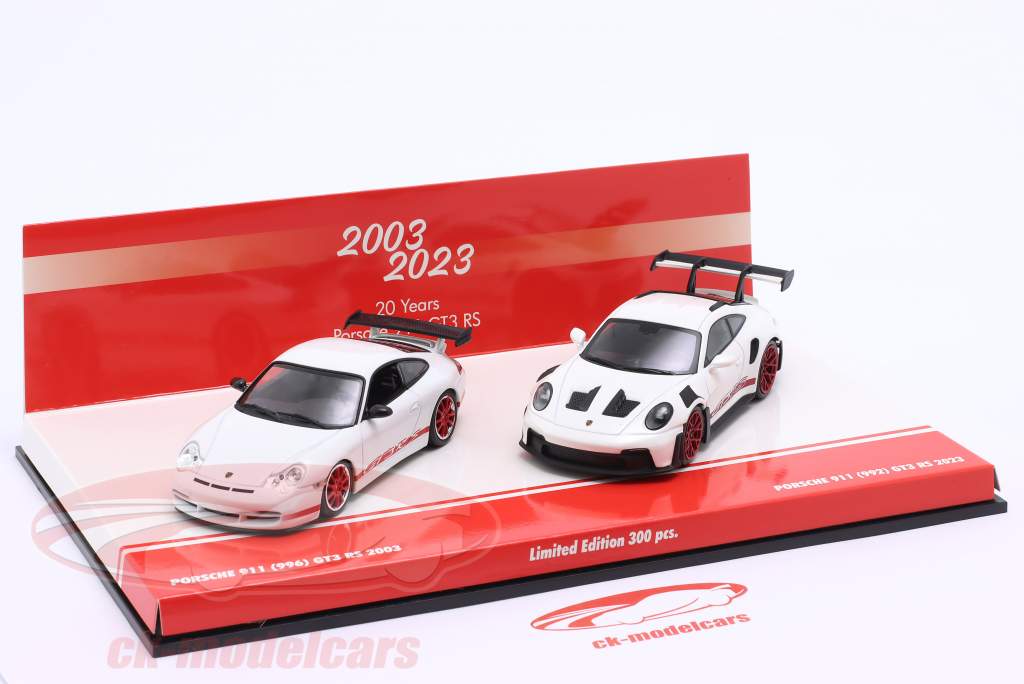 2-Car Set 20 年 Porsche 911 GT3 RS: 996 (2003) u0026 992 (2023) 1:43 Minichamps