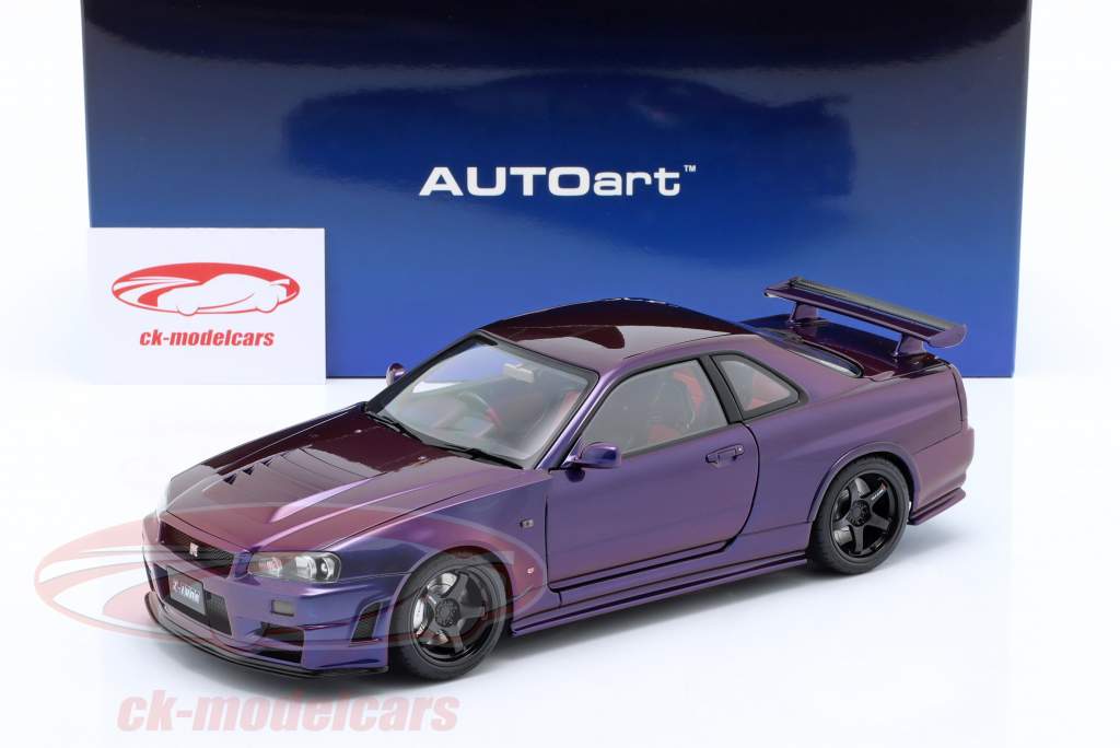 AUTOart 1:18 Nissan Skyline GT-R (R34) Nismo Z-tune 2005 紫色的 