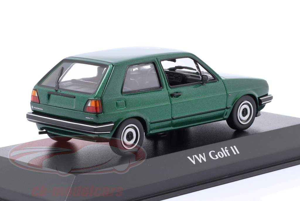 Volkswagen VW Golf II Byggeår 1985 mørkegrøn metallisk 1:43 Minichamps