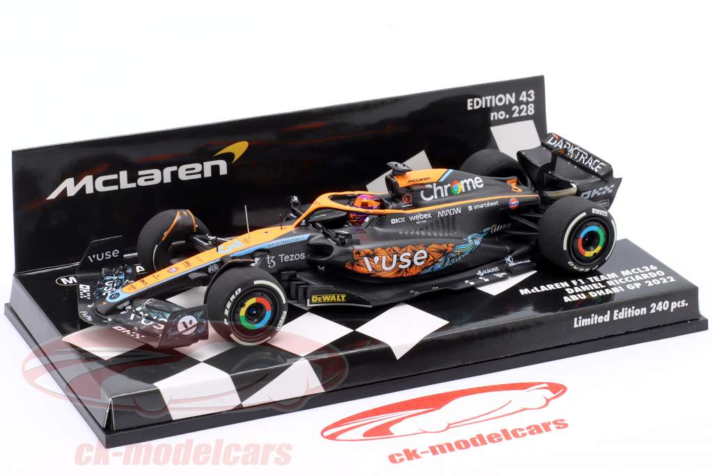 Daniel Ricciardo McLaren MCL36 #3 Abu Abu Dhabi GP Formula 1 2022 1:43 Minichamps