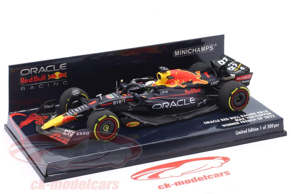 M. Verstappen Red Bull Racing RB18 #1 winnaar Frankrijk GP formule 1 Wereldkampioen 2022 1:43 Minichamps