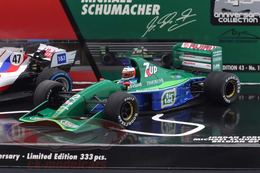 2-Car Set Schumacher Michael / Mick België GP formule 1 1991 / 2021 1:43 Minichamps