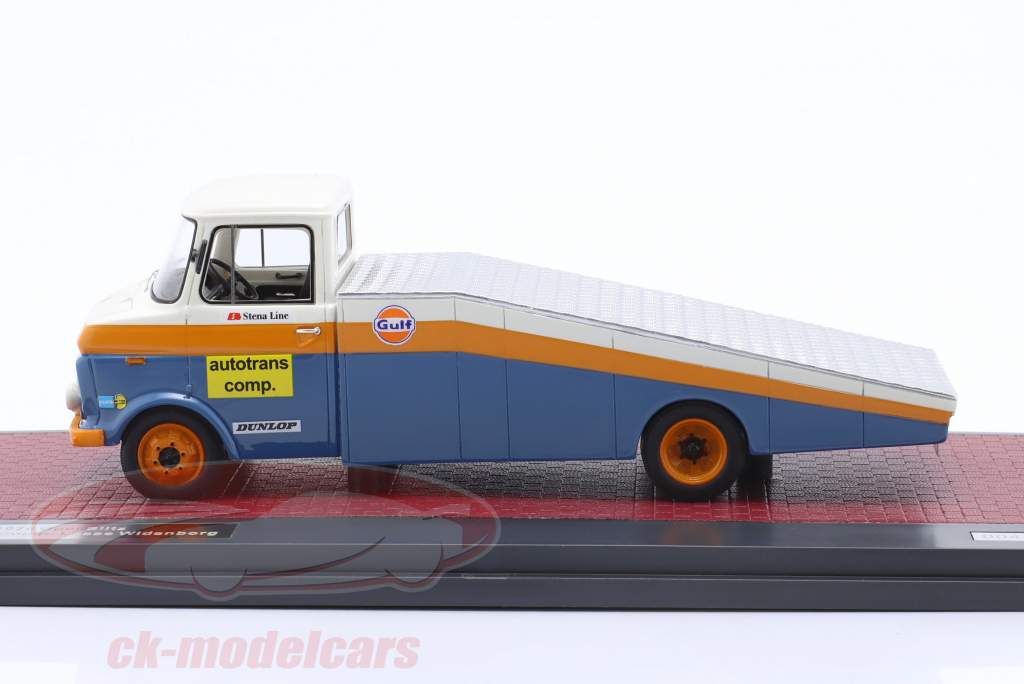 Opel Blitz Biltransporter 1970 blå / orange / hvid 1:43 Matrix