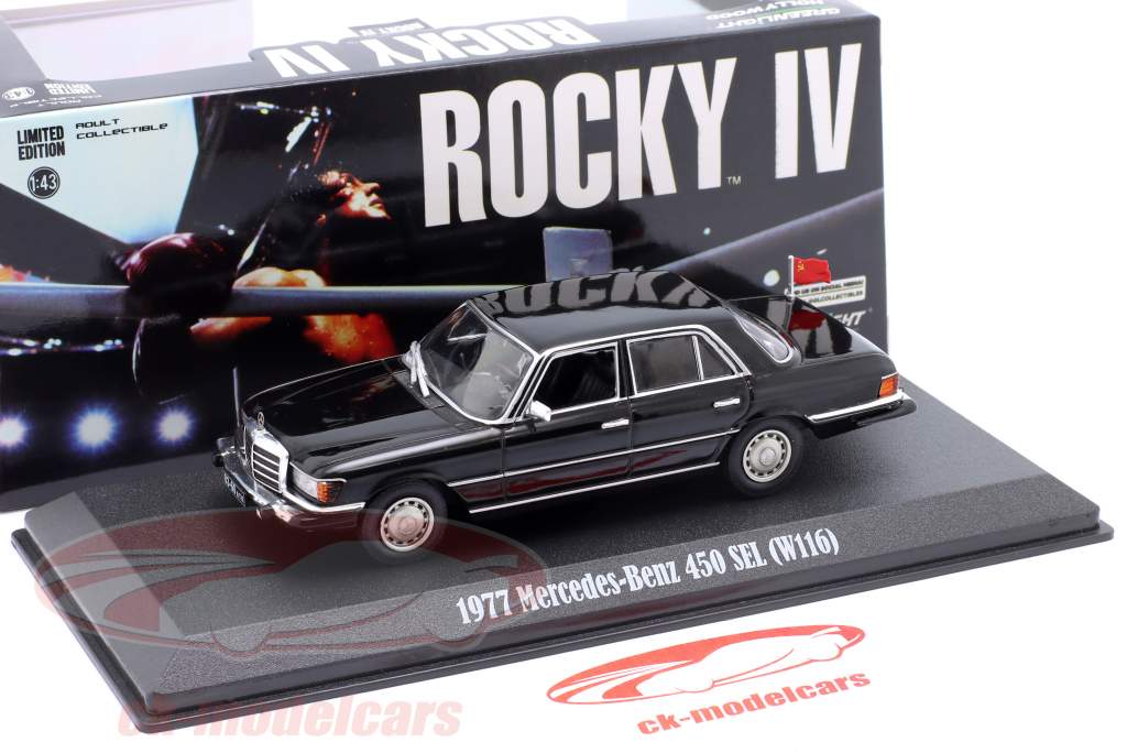 Mercedes-Benz 450 SEL (W116) 1977 Film Rocky IV (1985) schwarz 1:43 Greenlight