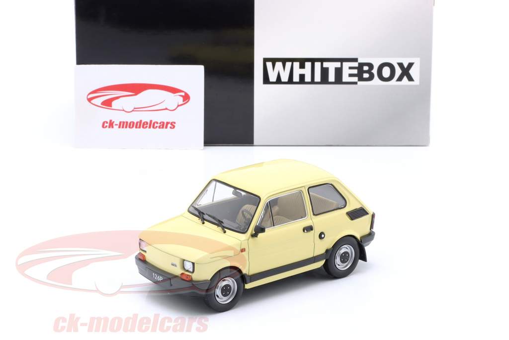 Fiat 126P Ano de construção 1985 luz amarela 1:24 WhiteBox